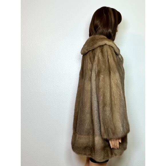 VINTAGE Lepp & Company Women's Size L Golden Brown Mink Stroller Coat - Picture 7 of 12